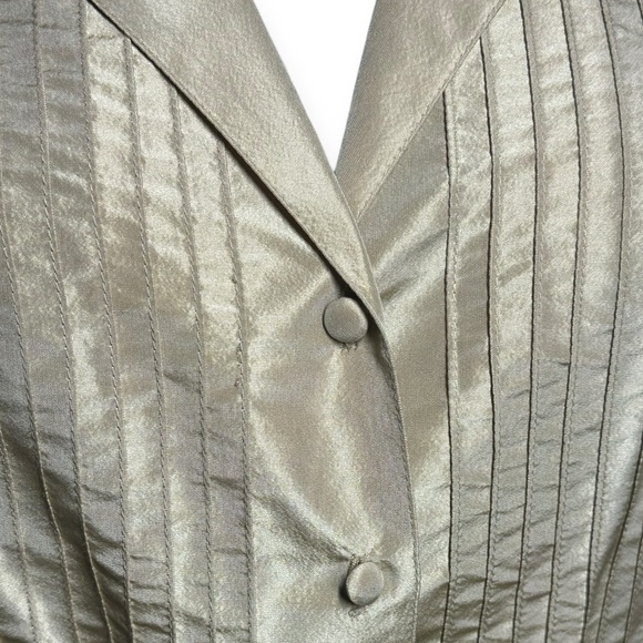 Kay Unger New York Silk Midi Dress Sz 2 Gold Metallic Cocktail Belt Fit & Flare - Picture 5 of 11